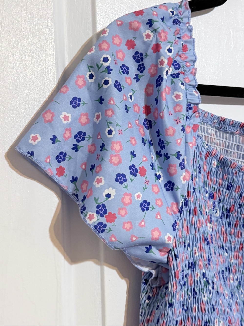 SHEIN Lavender Floral Smocked Midi Dress with Pink & Navy Accents plus 2XL - Picture 6 of 7